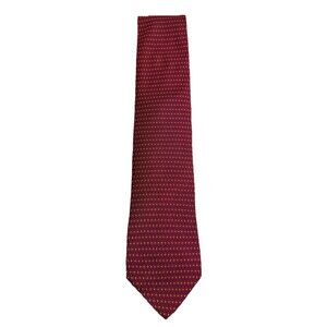 Mondo Uomo 100% Silk Tie Red Gold Diamond Pattern Designer Menswear Italian